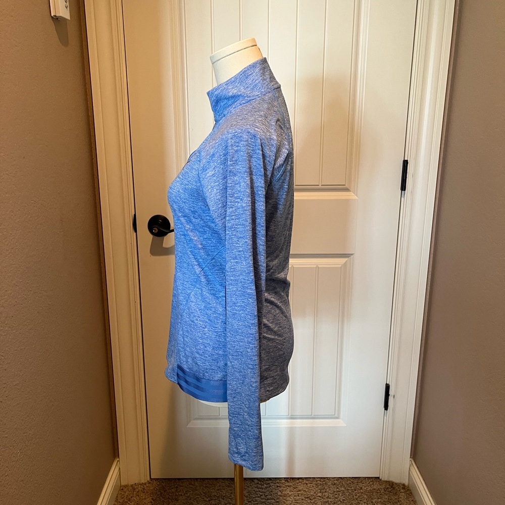 adidas Women's Heather Blue Quarter-Zip Sweatshirt - Picture 2 of 4
